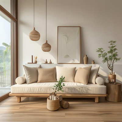 Vintage-inspired Solid Wood Three-seater Sofa