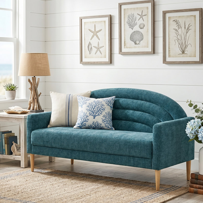Michala Upholstered Loveseat, 31.5" H x 64.17" W x 30.7" D, Turquoise Polyester