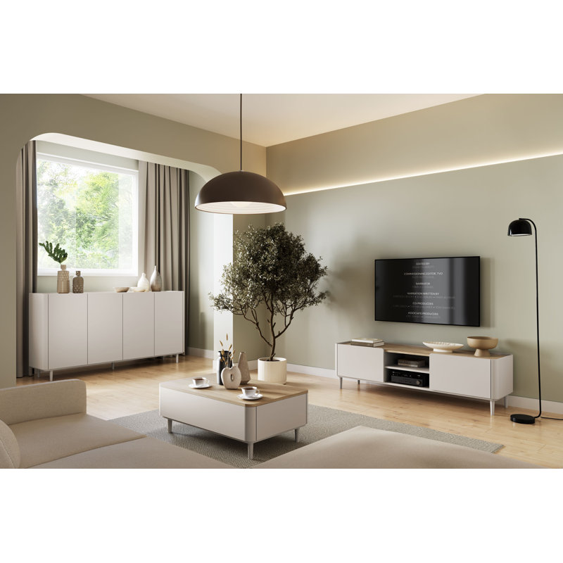 Blackett Four Leg Coffee Table with Storage, Cream