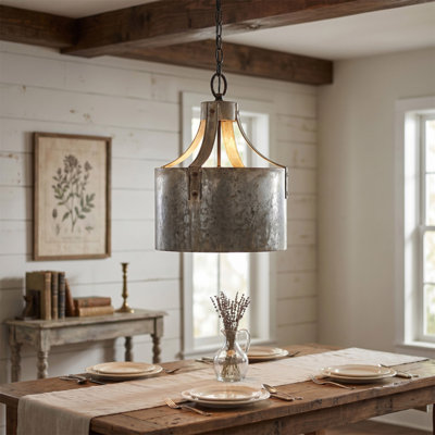 D11x15" Antique Silver Iron X-Light Chandelier, Large