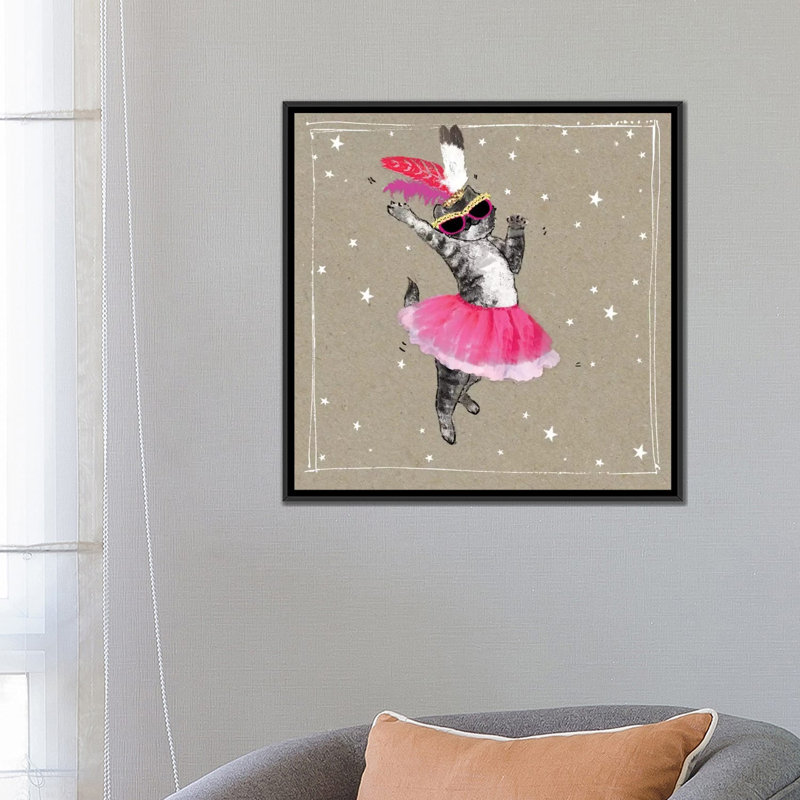 « fantaisiste short chats v », impression sur toile, H 26 po x l 26 po x P 1,5 po, Toile avec cadre noir