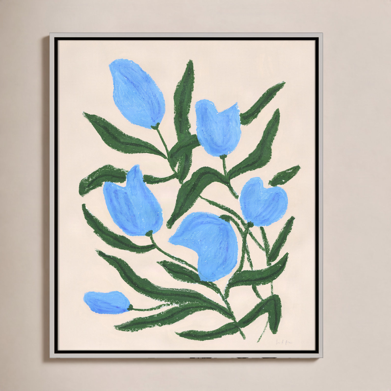 Colette "Blue Tulips" Print by Camilla Bergqvist, 29.5" H x 23.5" W, Silver