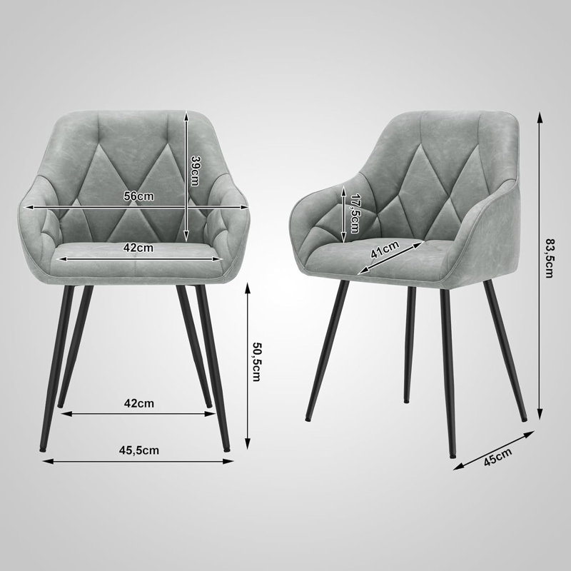 Rigney 50.5cm H Upholstered Metal Side Chair, 1, Grey