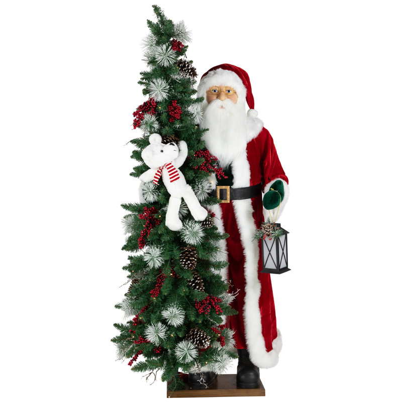 Décoration de Noël père Noël avec ours polaire et arbre pré-éclairé - 5,5 pi