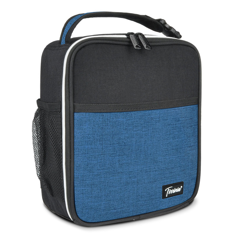 Petit sac à lunch isolé Tirrinia pour adultes, fourre-tout, boîte à lunch pour la rentrée scolaire, Noir / bleu foncé