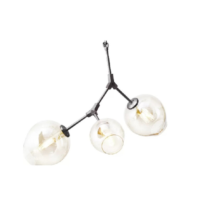 Lustre linéaire moderne à 3 lumières, Noir, noir, noir, noir