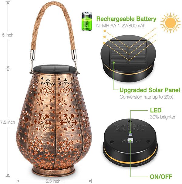 5 Star Super Deals 5'' Battery Powered Integrated LED Outdoor Lantern