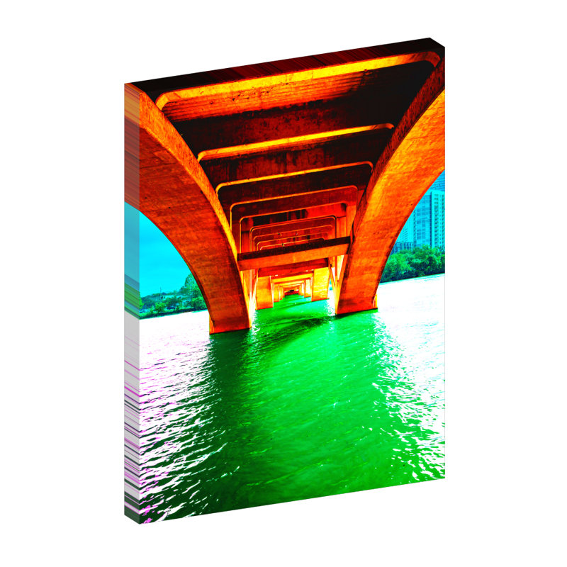 Lamar Street Bridge, Austin Texas - reproduction de photo sur toile, H 40 po x l 30 po x 1,5 po, Toile tendue