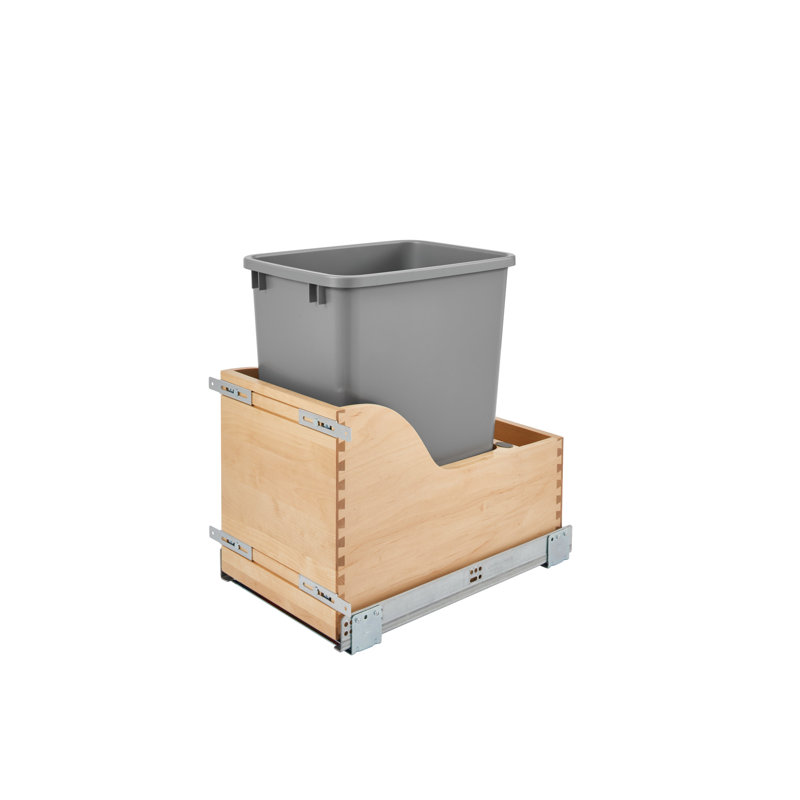 Rev-A-Shelf Pullout Trash Can with Soft-close Slides, 23.38"H x 12"W x 21.75"D, Natural Maple, 50 Qt