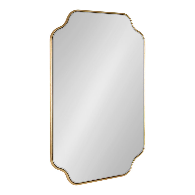 Aransa Scalloped Rectangle Wall Mirror, 24" x 18", Gold