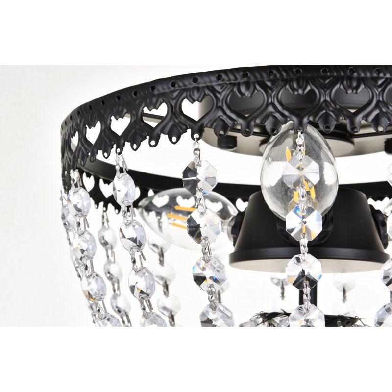 Attahrawi 3-Light Flush Mount, Black, 6.3" H x 10" W x 10" D
