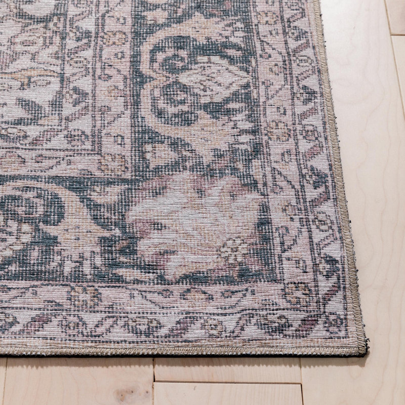 Nile Vintage Machine Washable Flat-Weave Medallion Beige Rug, Rectangle 152 x 214cm