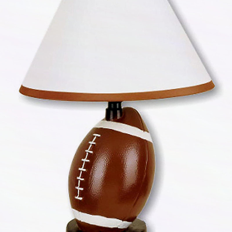 Lampe de table haute en céramique 13,5 po de forme football, abat-jour en lin