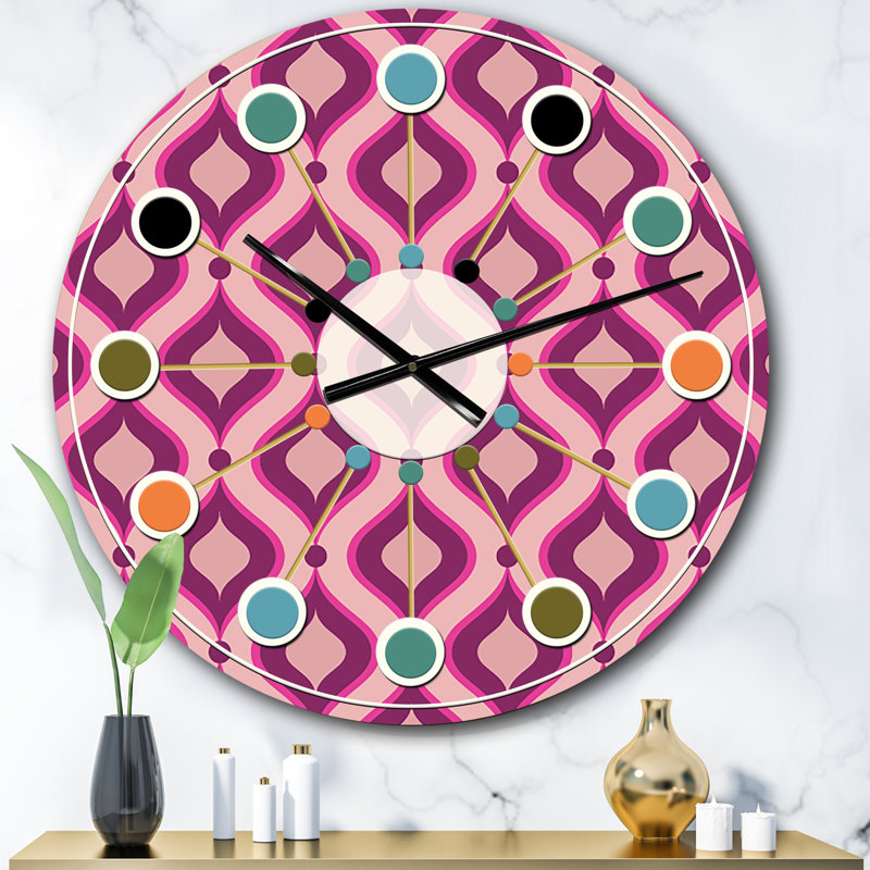 Horloge murale abstraite à motif géométrique rétro IV - Mid-Century, Surdimensionné