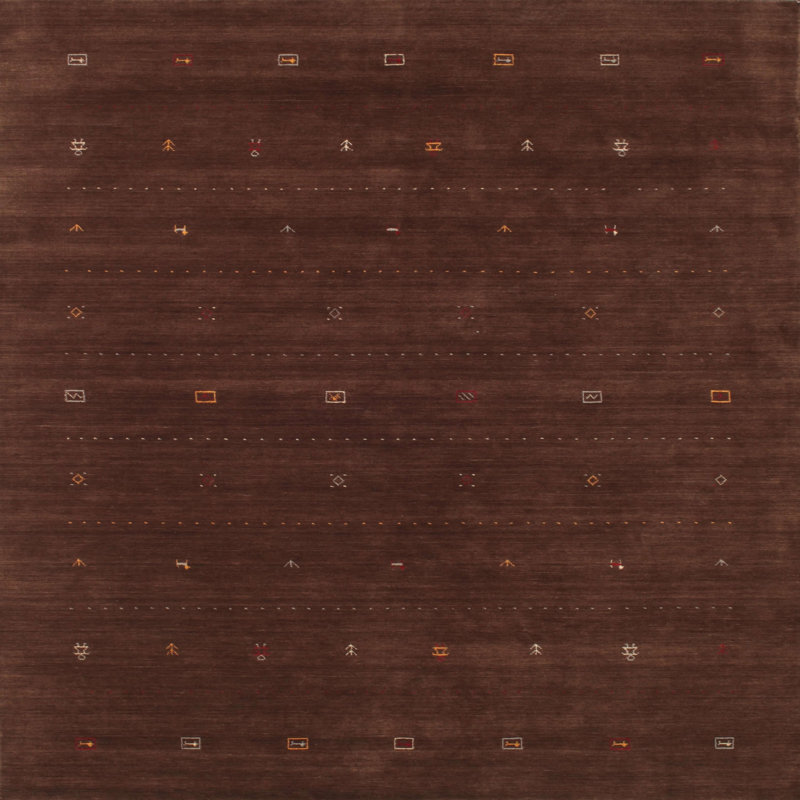 Tapis contemporain beige / gris, Carré 5 pi