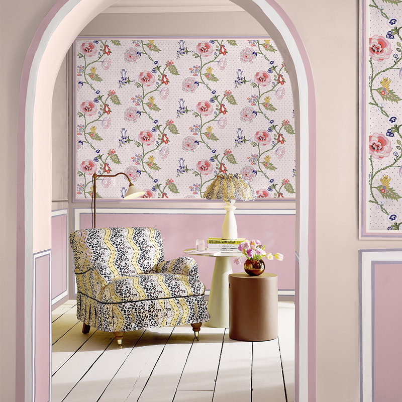 Cath Kidston Catnip Neutral Wallpaper, Pink