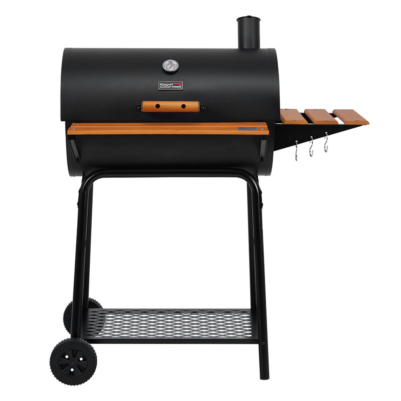 Barbecue au charbon en forme de baril avec fumoir et table d'appoint Royal Gourmet