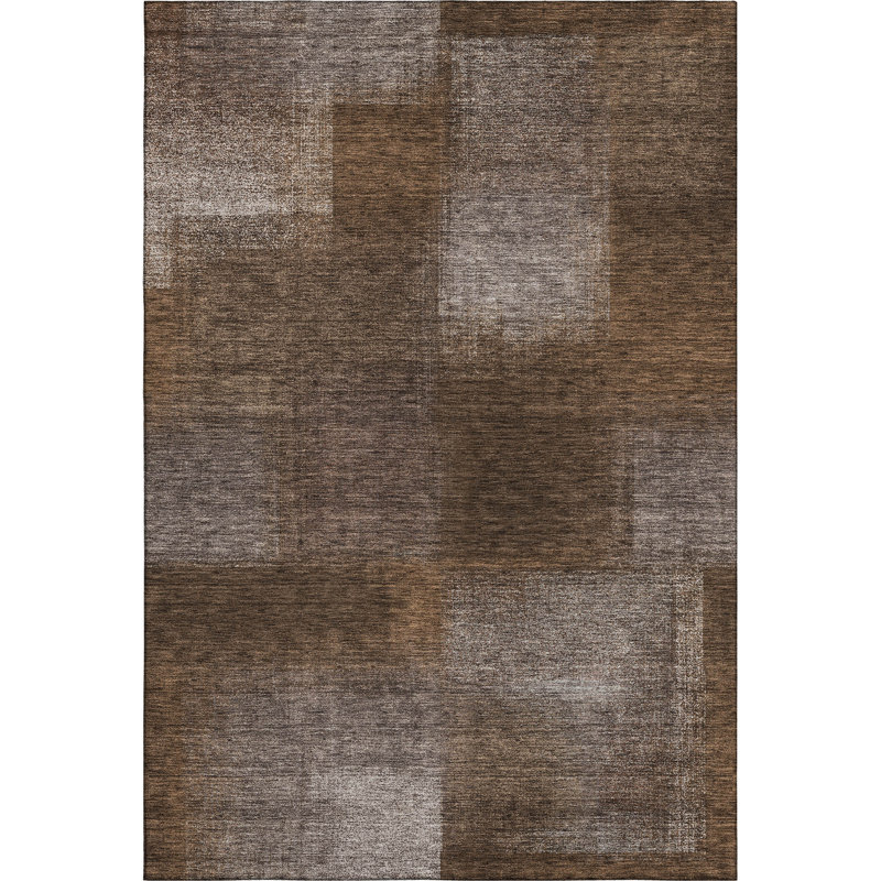 Premium Machine Washable Tweedy Chocolate Rug, Rectangle 10' x 14'