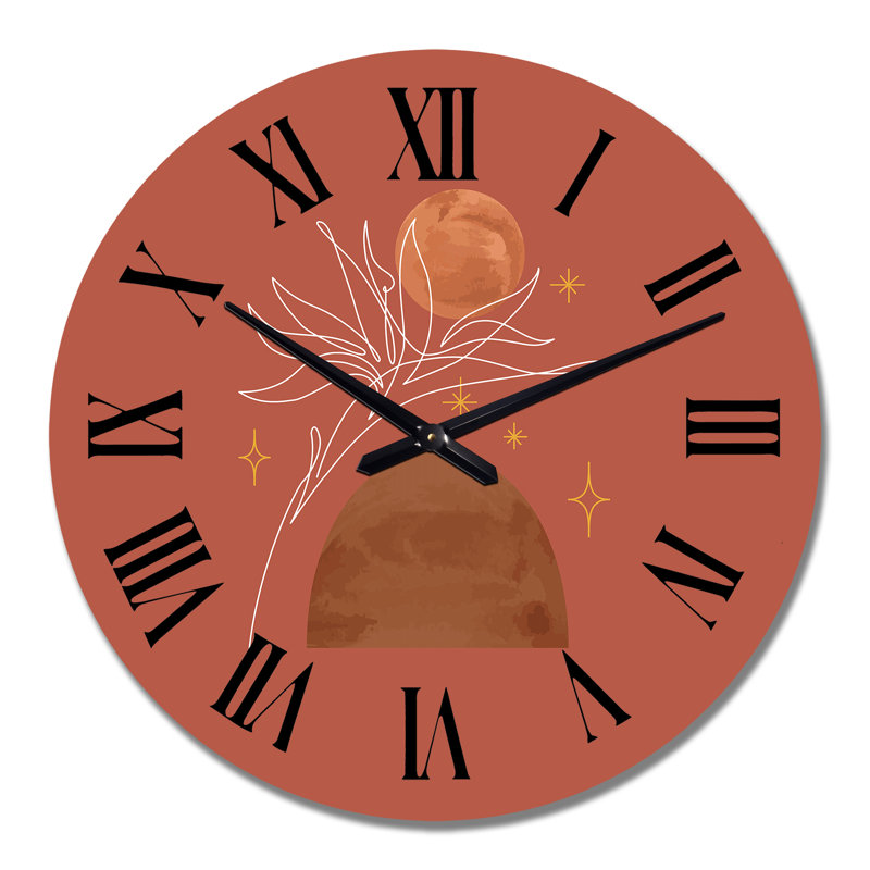 Horloge murale tropicale organique avec feuille tropicale sur rose III, Surdimensionné