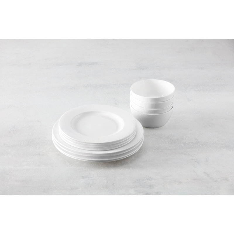 Fortessa Ornament  Bone China, 12 Piece Dinnerware Set (Service for 4), White