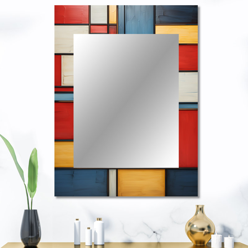 Geometric Abstraction Composition II - Geometric Decorative Wall Mirror, Modern Mirror, Printed Metal Art, 40" x 30"
