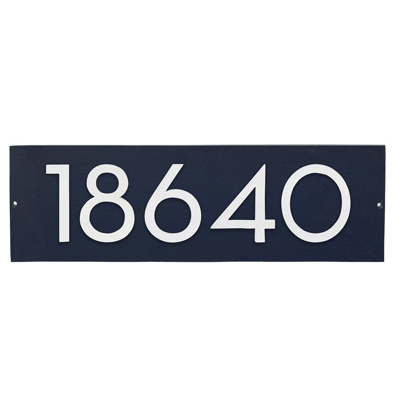 Floating Modern 4" Number Horizontal Address Plaque (5 Digits), Navy, White, Yes