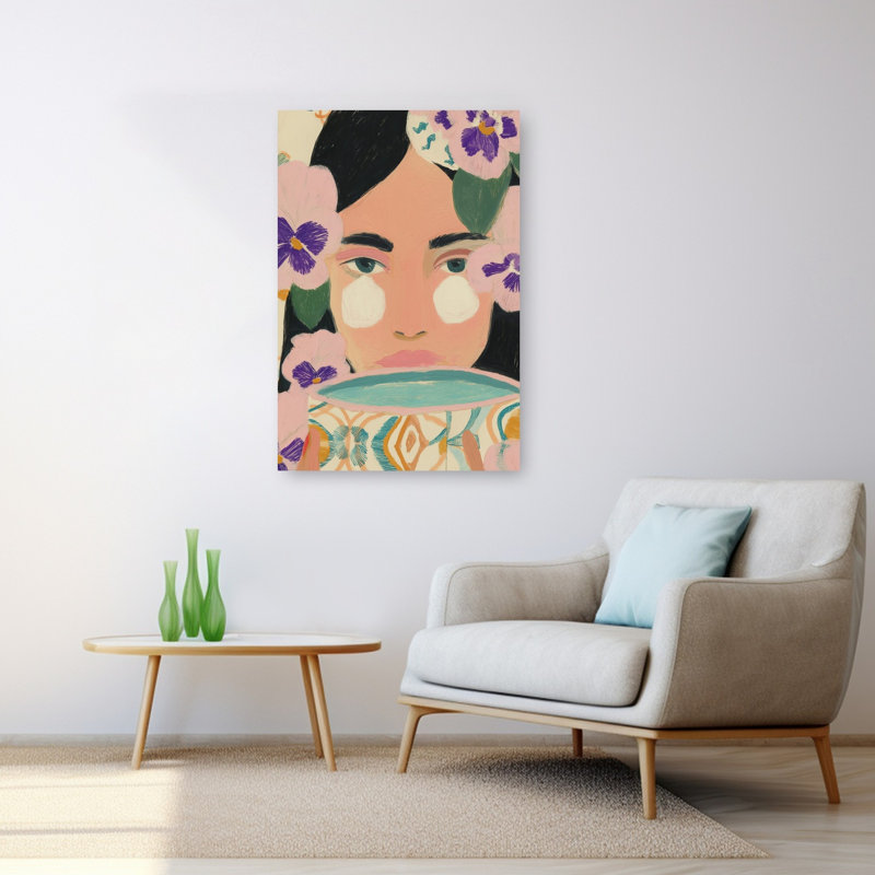 Dreamy Floral Portrait Dreamy Modern Pansy Portrait Flower Wall Art Print 1 Piece Wrapped Canvas Wall Art