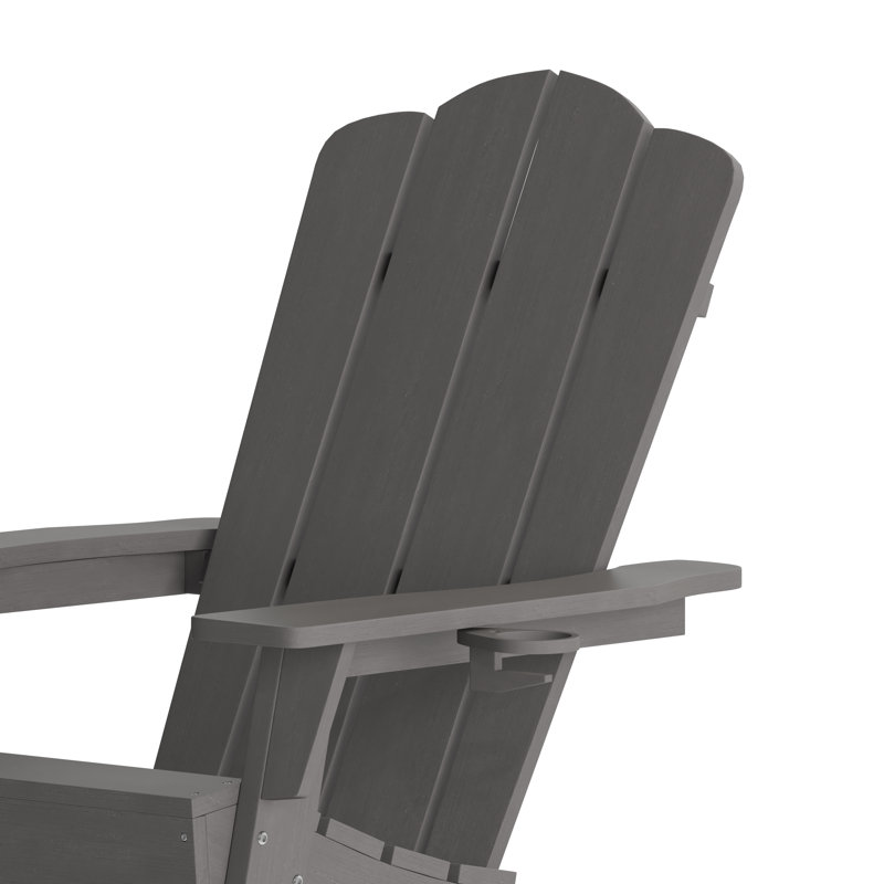 Ayleah Commercial All-Weather Adirondack Chairs with Cupholders, Gray