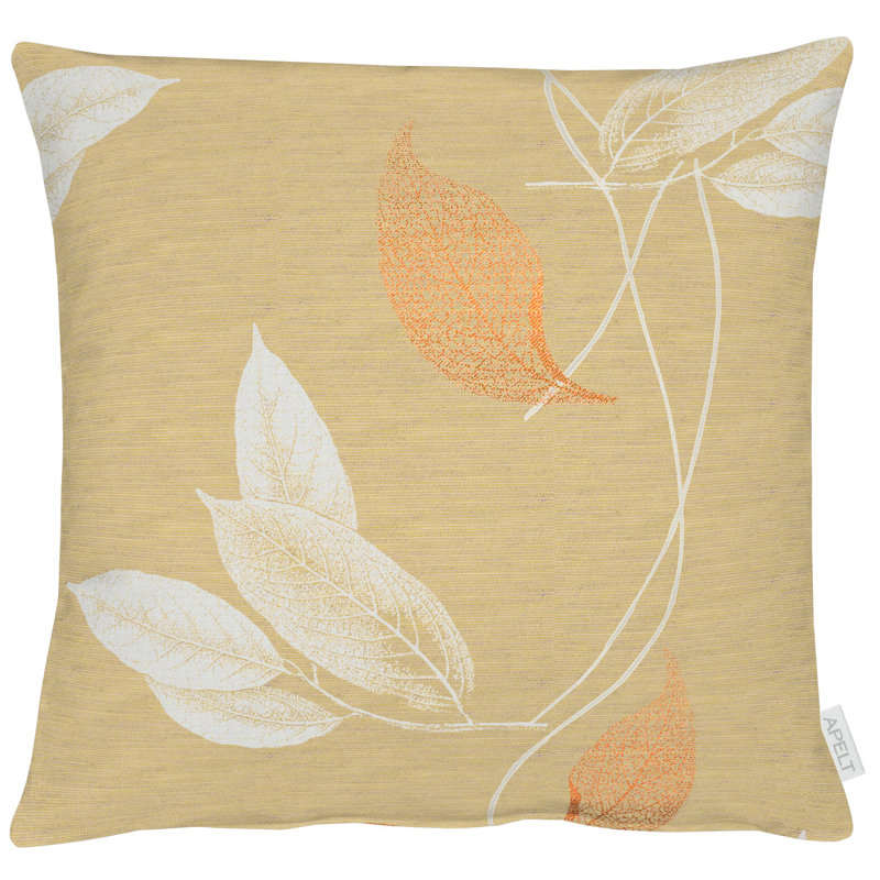 Floral Cushion Cover Cushion, Orange/Beige, 49 x 49cm