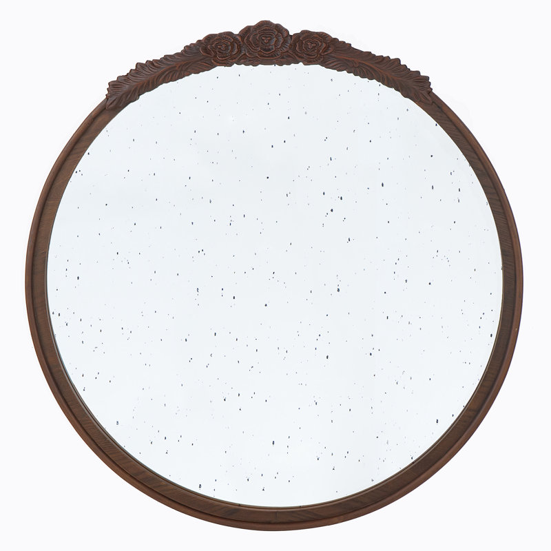 Miroir rond manufacturé, Brun