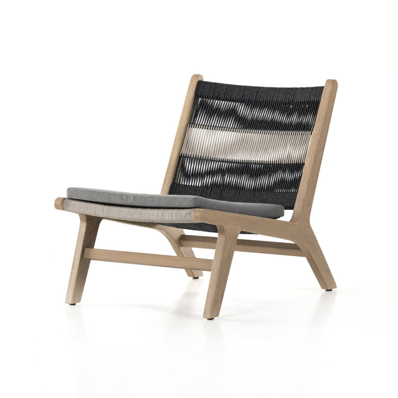 Julian Outdoor Teak Lounge Chair, Brown, Venao Charcoal Performance