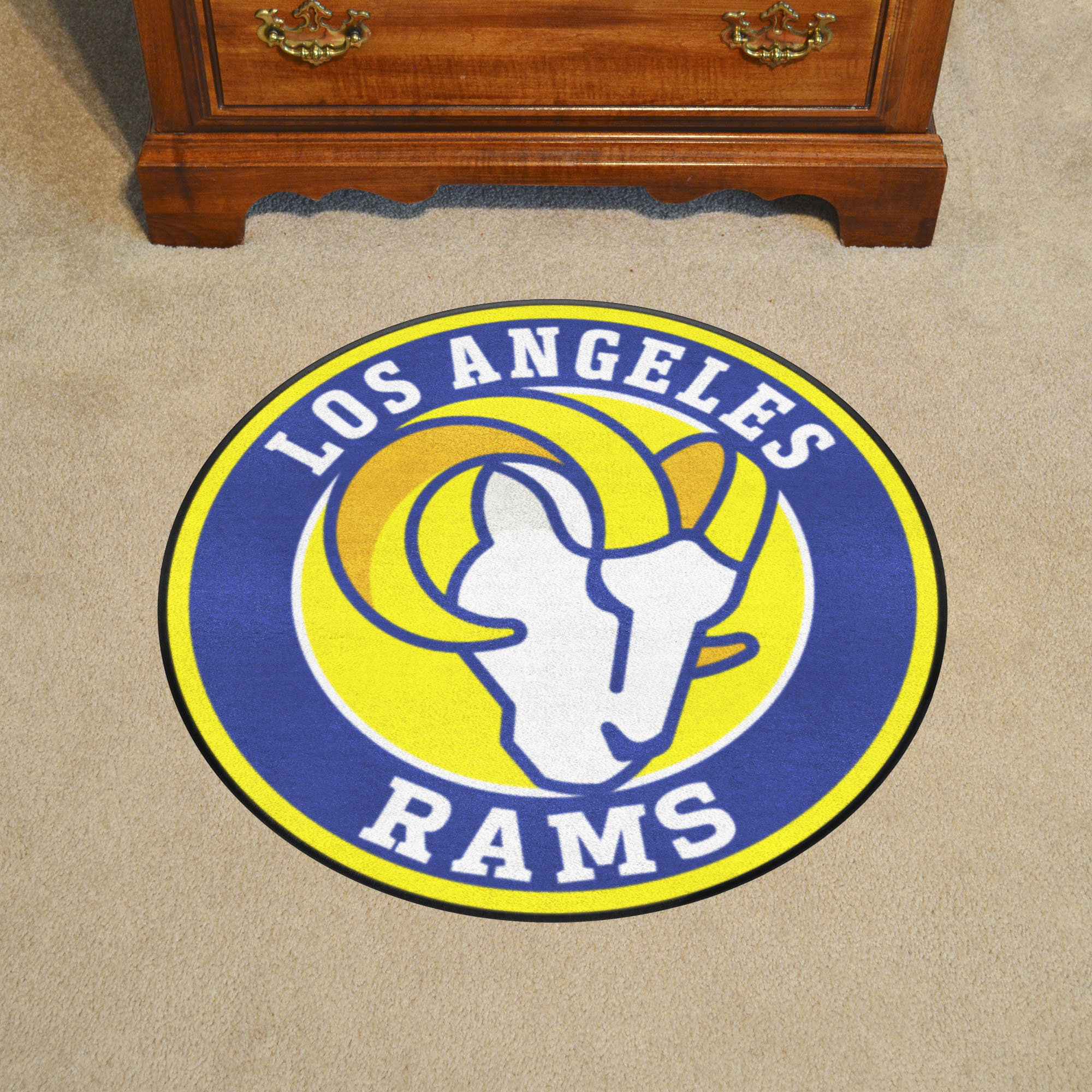 FANMATS NFL Los Angeles Rams Roundel 27 in. x 27 in. Non-Slip Indoor Only Mat