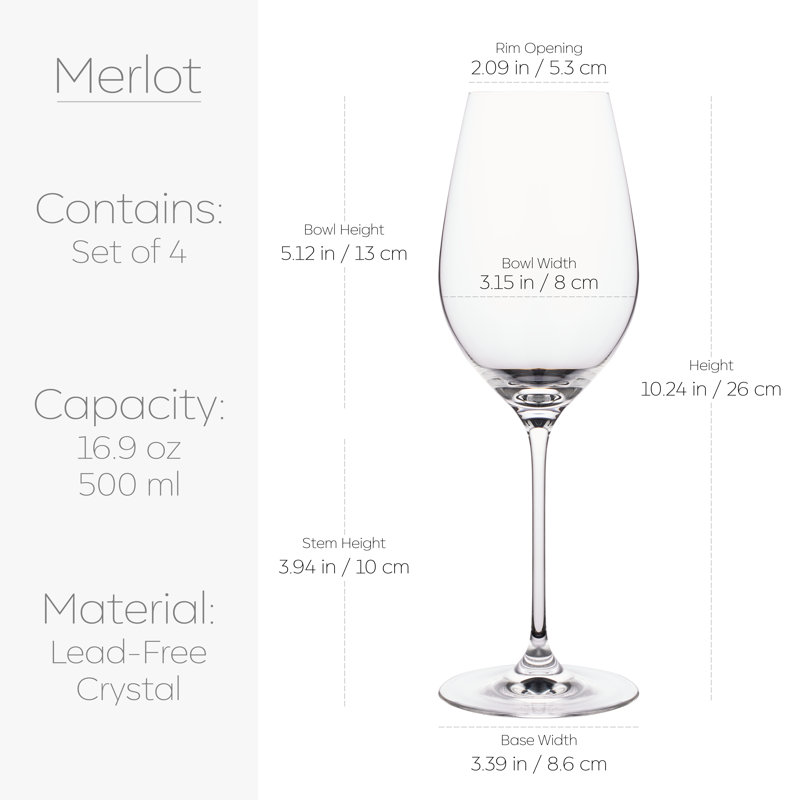 Ensemble de 4 verres à vin rouge merlot Galateo