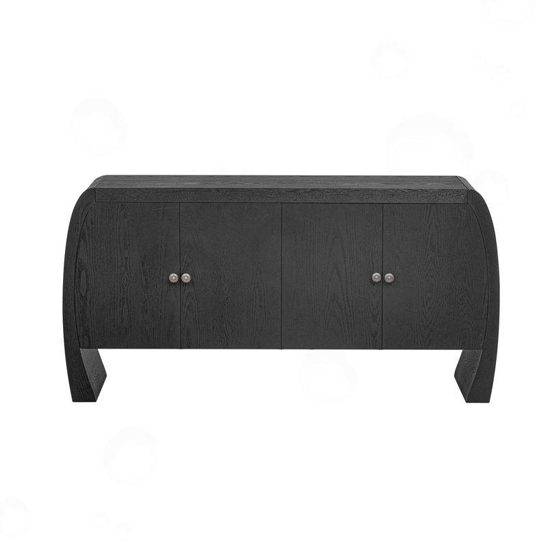 Four-Door Crowley with Curved Leg Design, Black