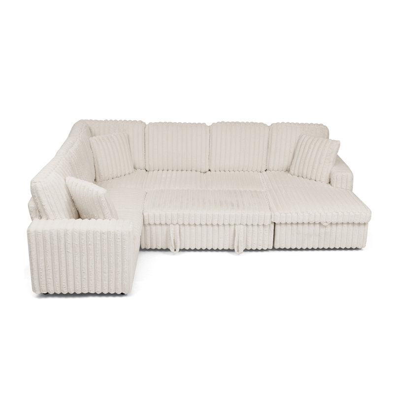 Canapé rembourré en velours Corduroy, Beige