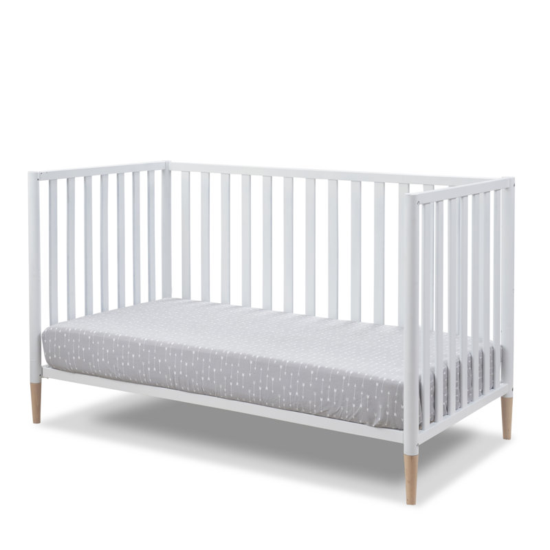 Lit de bébé à hauteur ajustable Mia, Blanc/naturel, Crib