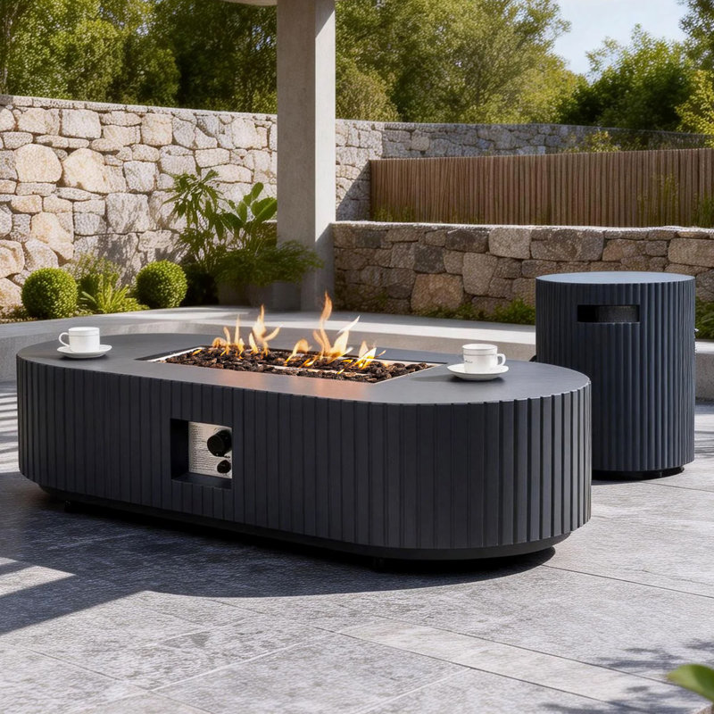 Oval Stone Propane Smokeless Fire Pit