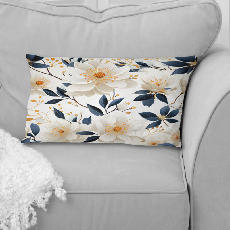 Motif floral de pétales d'essence blanche - Coussin imprimé floral