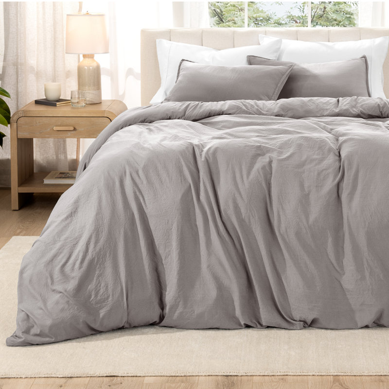 Washed Microfiber Duvet Cover Set, Twin/Twin XL Duvet Cover + 1 Standard Shams, Frost Gray