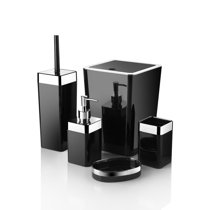 Home-Complete 5-Piece Mason Jar Bathroom Accessories Set with Lids, Black