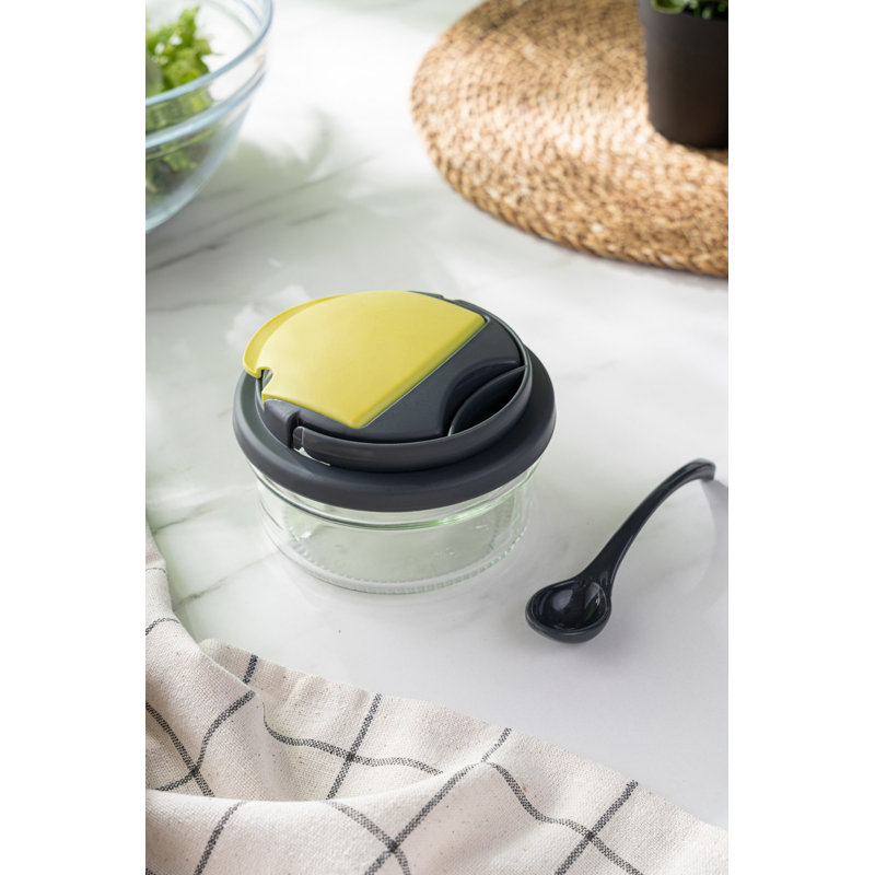 Élégant bol en verre de 14 oz avec couvercle et cuillère en plastique | 100% verre durable, 5,5 x 5,5 x 3,0 pouces | Parfait pour le service, le rangement et la préparation des repas | Ne va pas au lave-vaisselle ni au micro-ondes, idéal pour la maison et la cuisine
