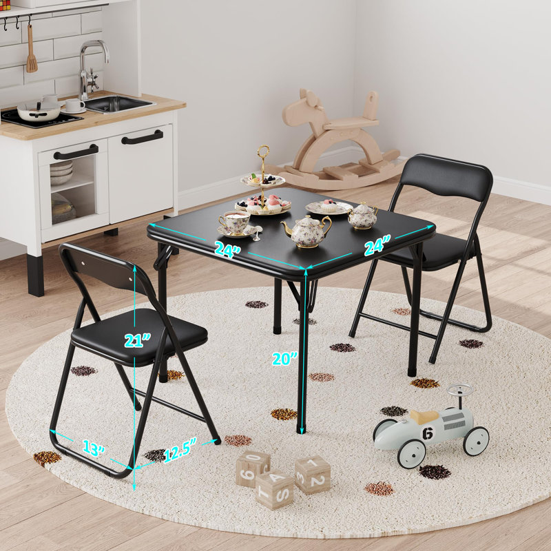 Aaraf Iron Padded Table And Folding Chair Set Folding Chair Set, Black
