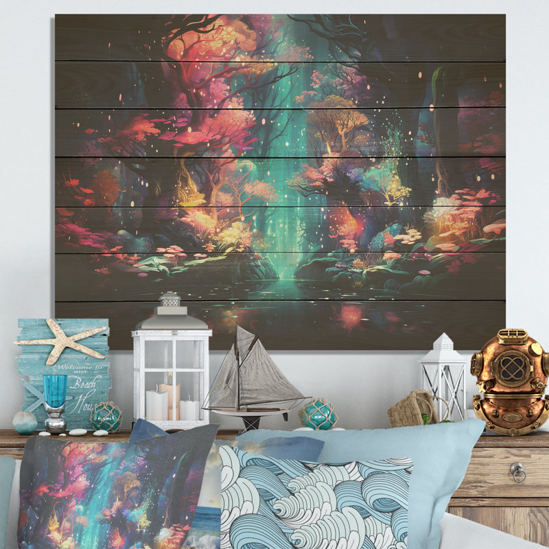 «Life In Coral Reef Paradise III - Tropical côtier sur bois», H 10 po x l 20 po