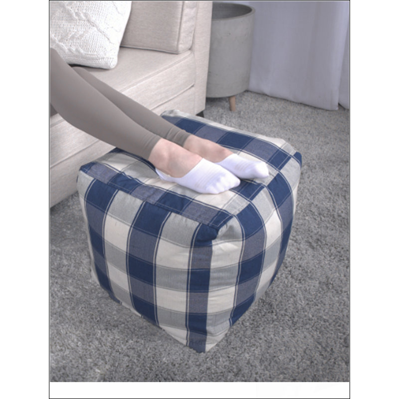 Repose-pieds carré à carreaux Connor, choix confortable, fonctions multiples, design classique et coins confortables et bleu marine