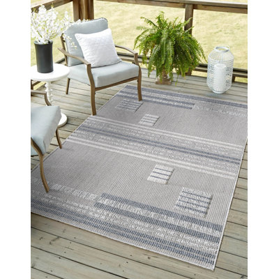 Terra Denim Fade Machine Woven Performance Area Rug - Ivory - 5'3" x 7'