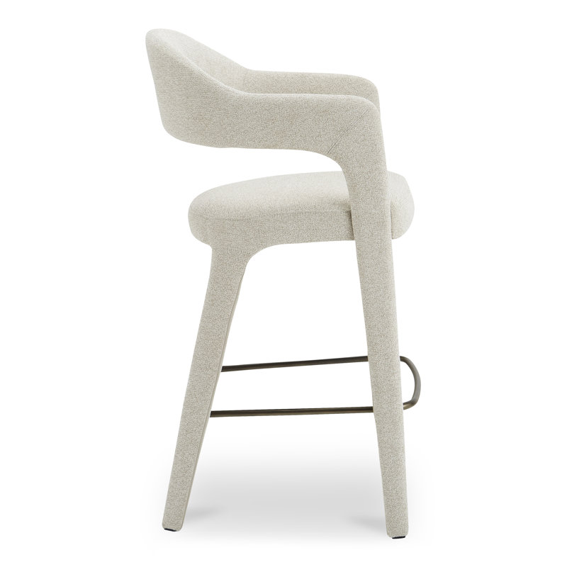 Cathline Upholstered Stool, Bar Stool (30.3" Seat Height), Beige Polyester