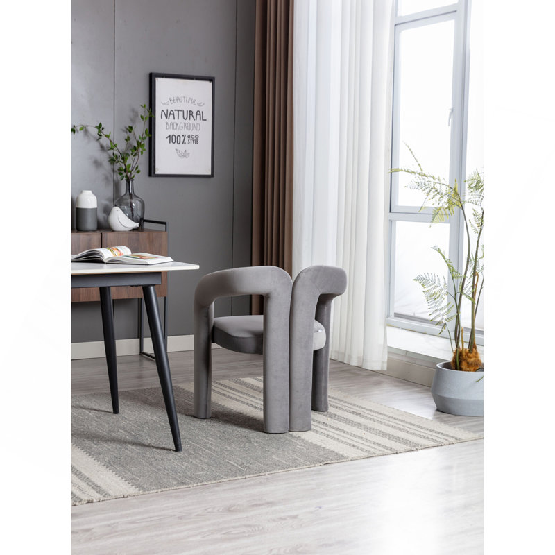 Ensemble de 2 fauteuils d'appoint / de salle à manger / de barils en tissu de velours de conception contemporaine (velours gris)