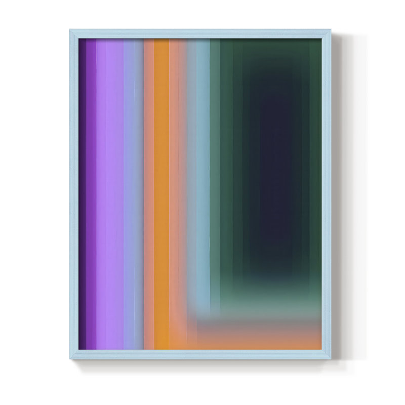 «Glitch Sequence I», reproduction encadrée - bois massif, H 21 po x l 17 po, Bleu