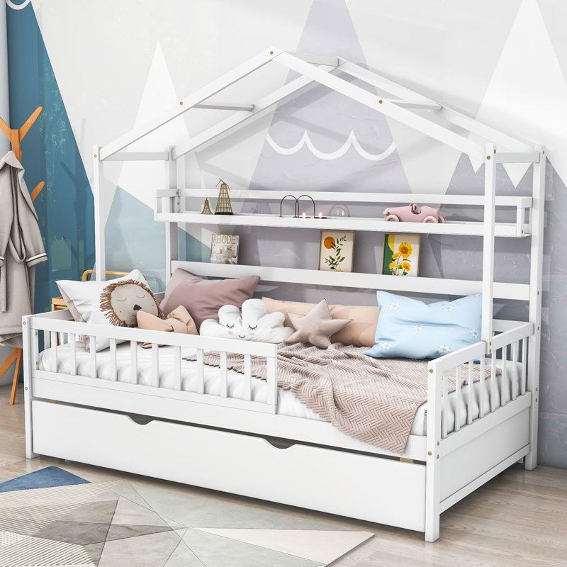 Lit avec rangement Jeremie House, Simple, Blanc