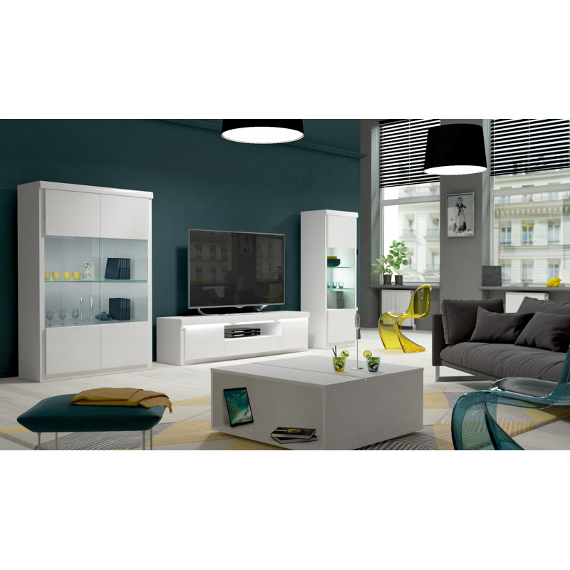 Stanley Lift Top Block Coffee Table with Storage, White